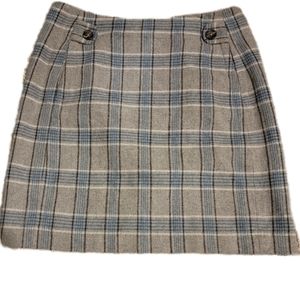 🔖Banana Republic Wool Plaid Mini Skirt Gray Blue Sz 6